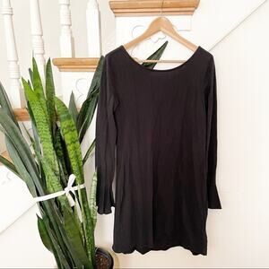 Free People black long sleeves tie back scoop neck